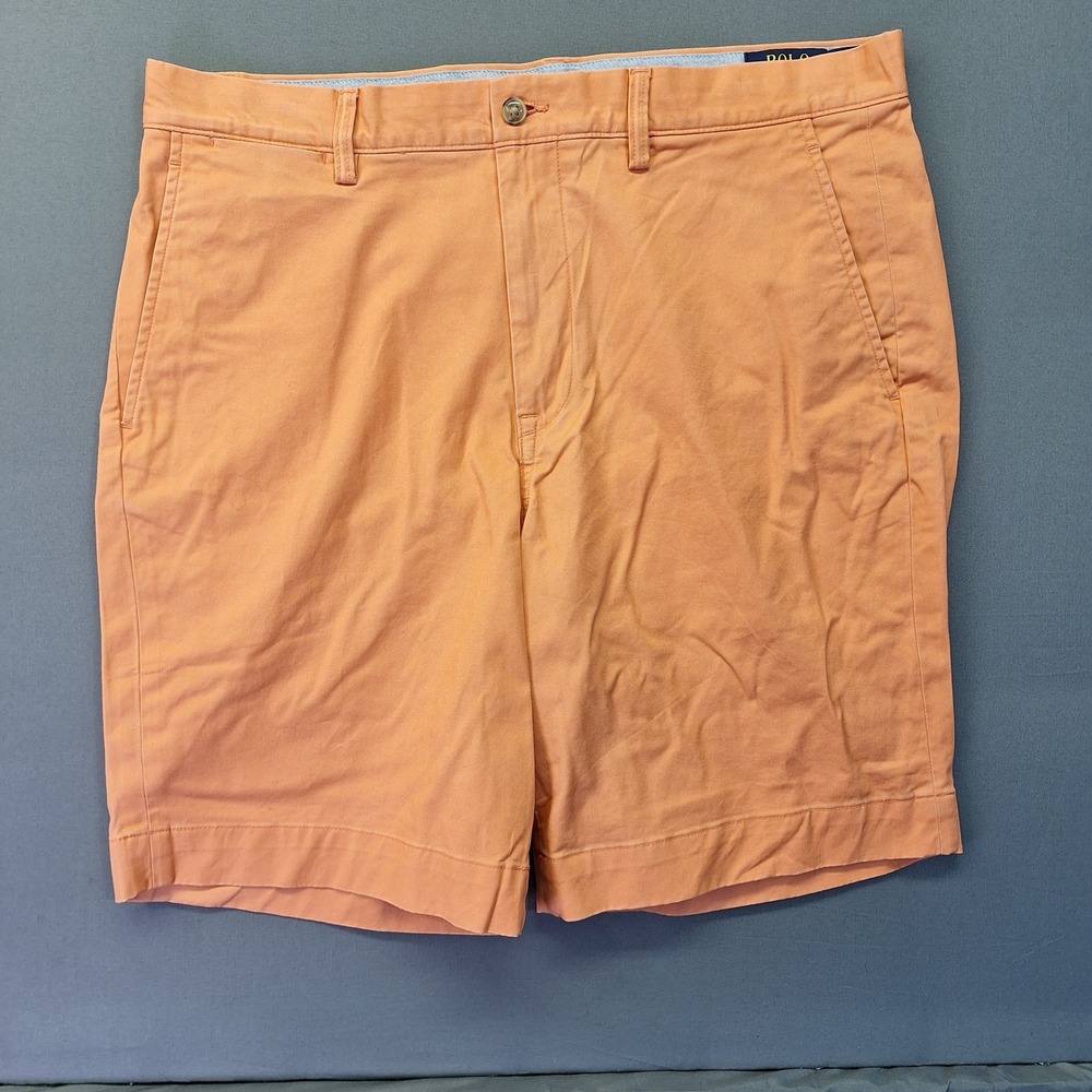 Polo Ralph Lauren Mens Classic Fit 9 Chino Shorts Peach Stretch Cotton 34 READ